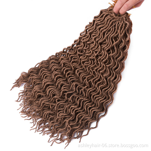 factory price goddess curly faux locs crochet braid hair wavy faux locs 18inch